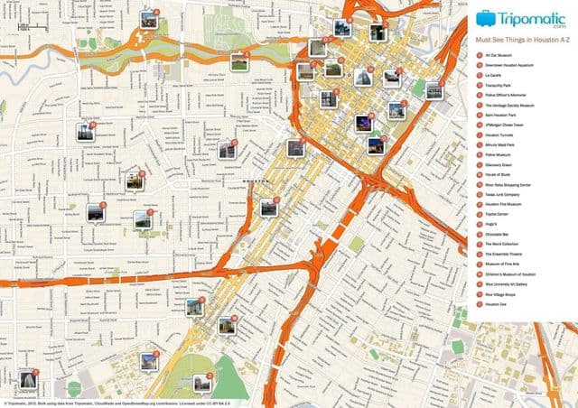 Mappa delle attrazioni di Houston