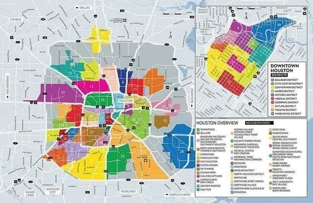 Mappa dei quartieri di Houston
