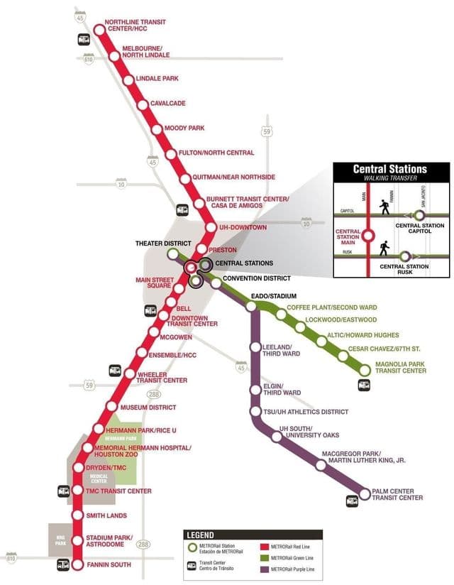 Mappa delle stazioni della metropolitana di Houston