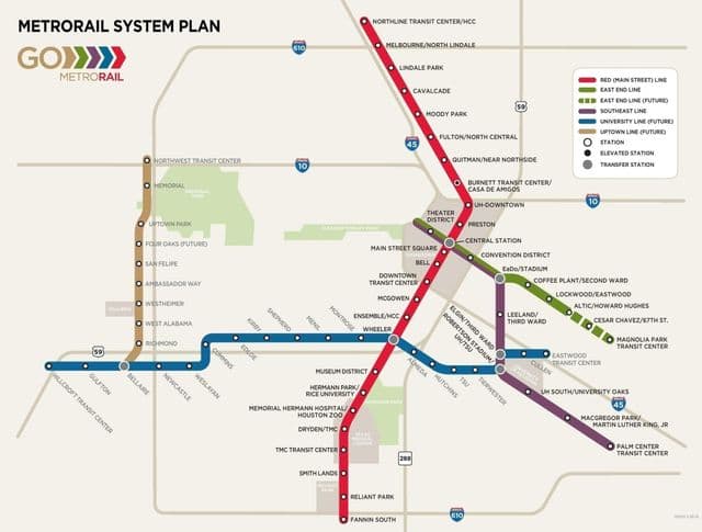 Mappa delle stazioni ferroviarie di Houston