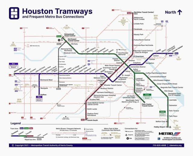 Mappa delle stazioni del tram di Houston