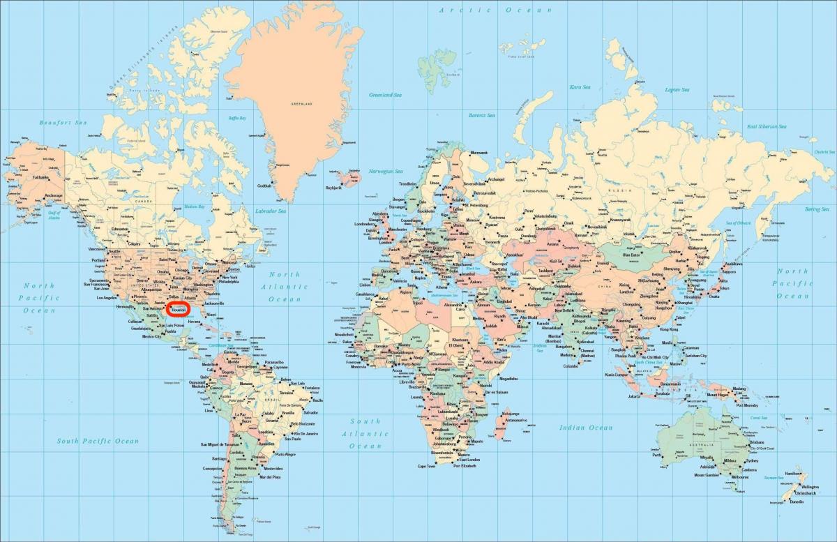Posizione di Houston sulla mappa del mondo