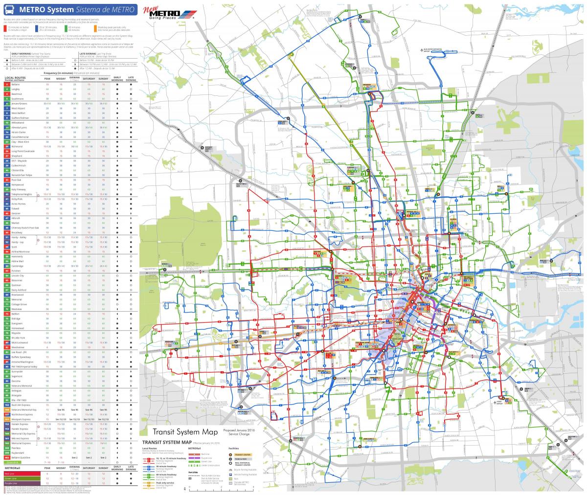 Mappa della stazione degli autobus di Houston