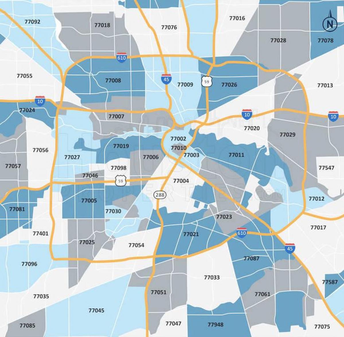 Mappa dei codici postali di Houston
