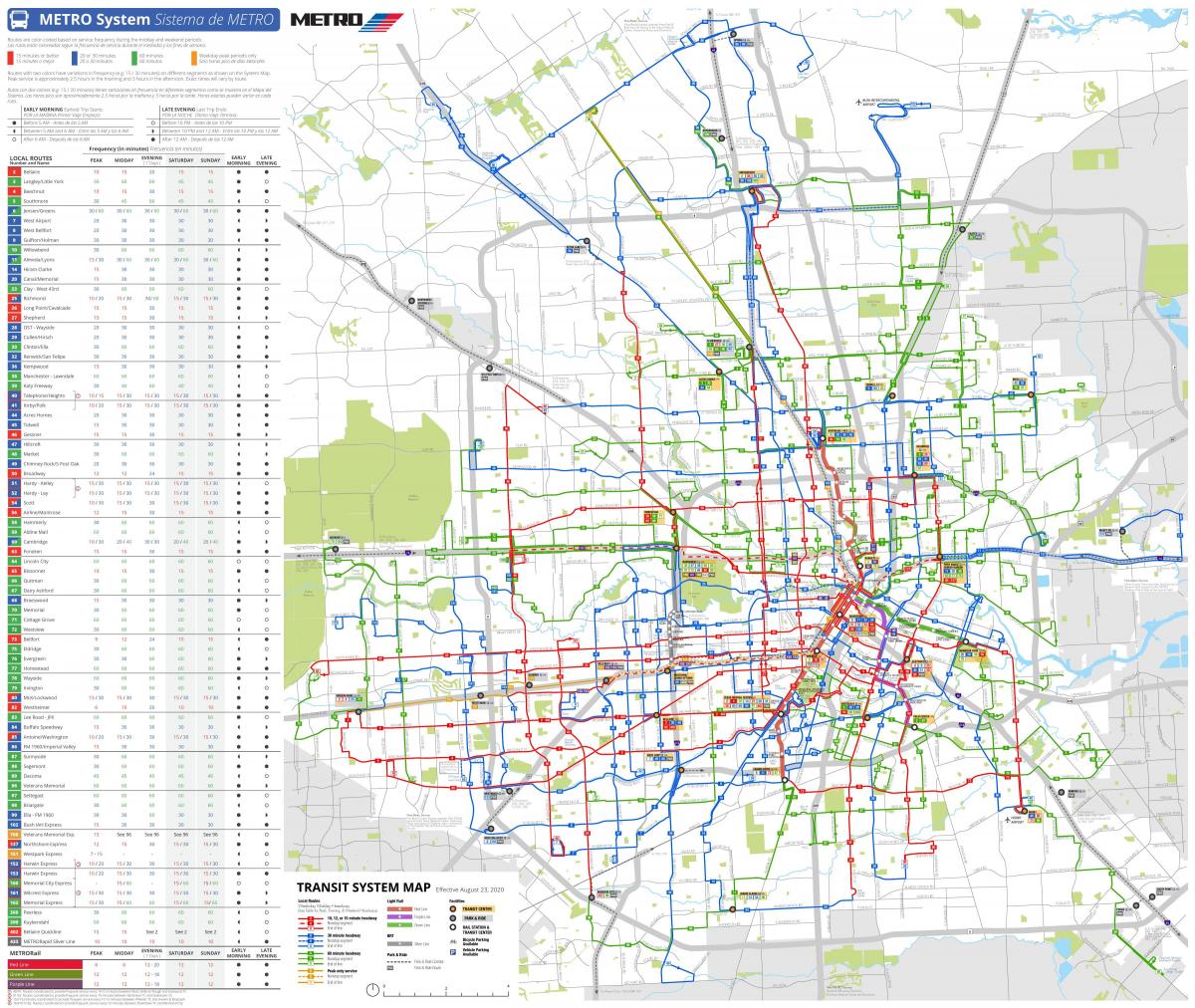 Mappa dei trasporti di Houston