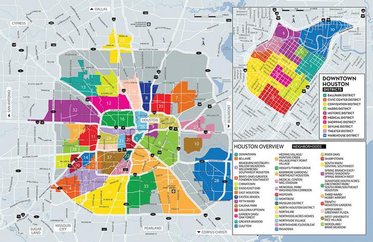 Mappa dei quartieri di Houston