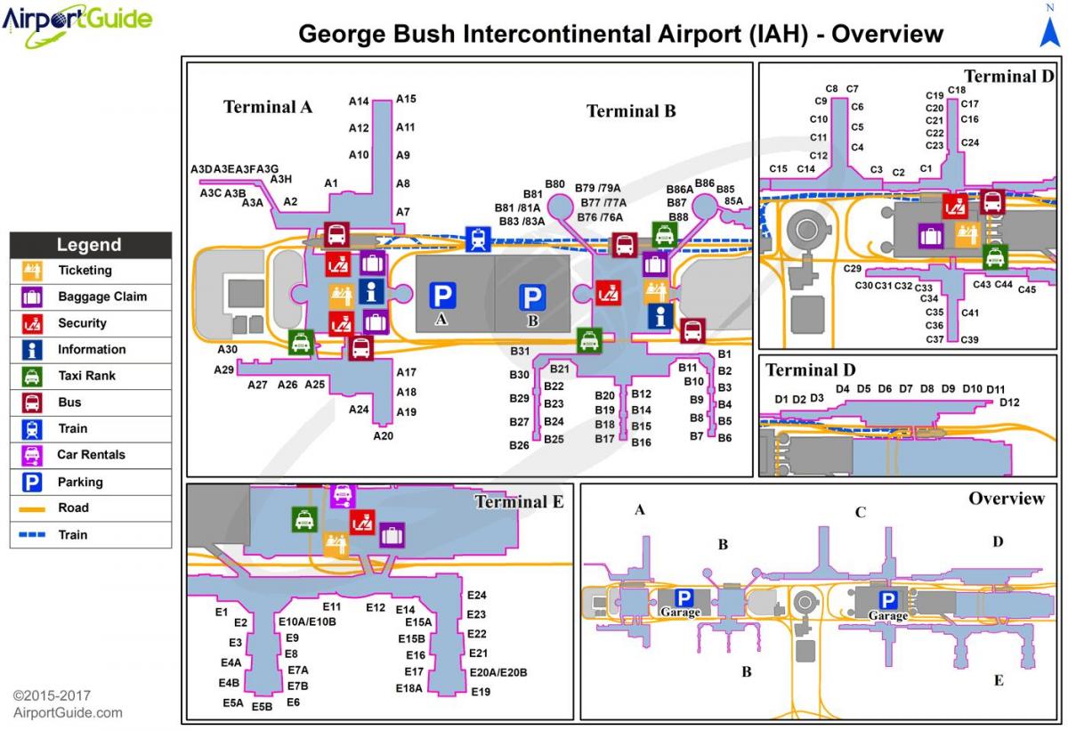 Mappa del terminal dell'aeroporto di Houston