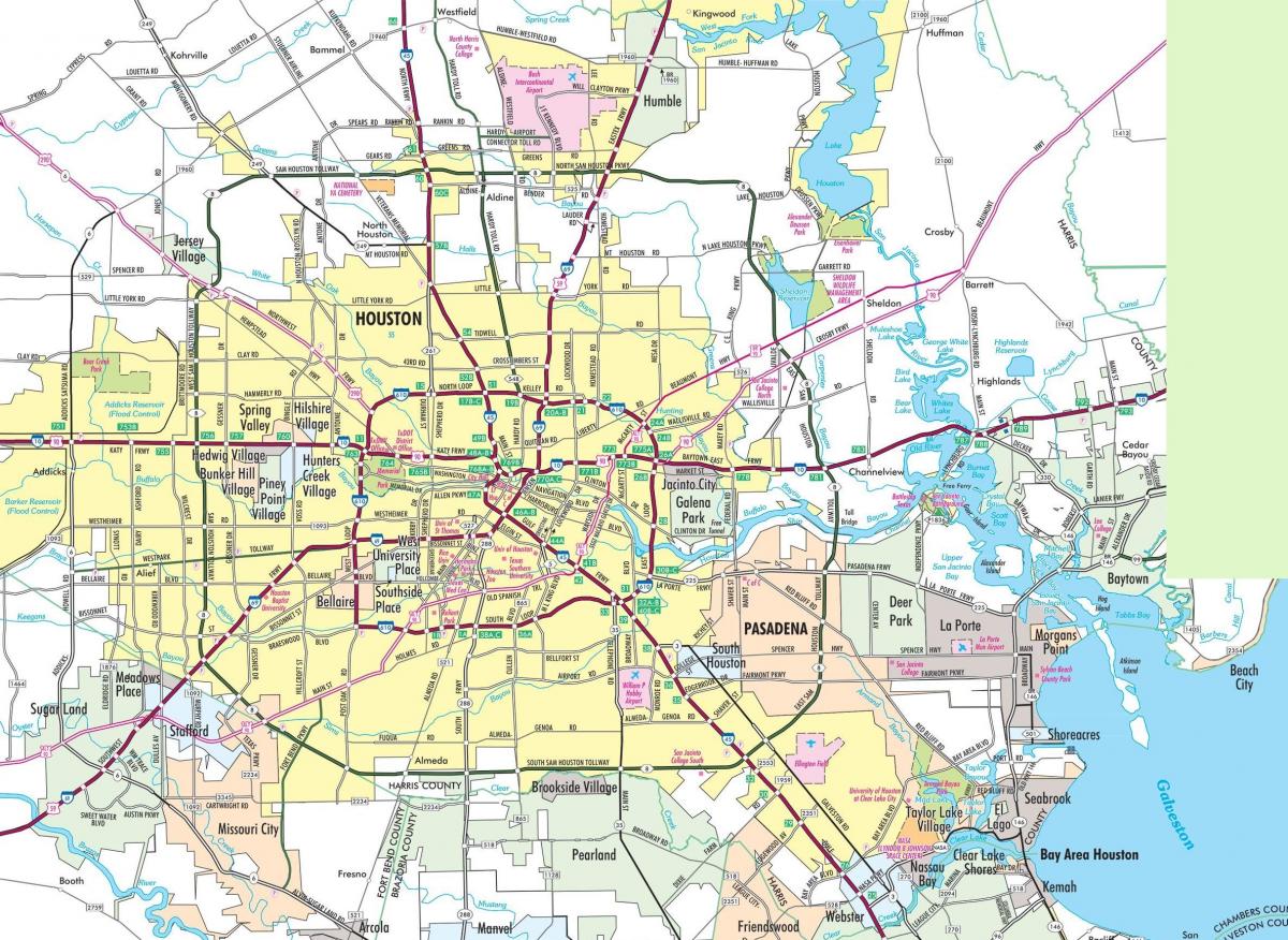 Mappa della città di Houston
